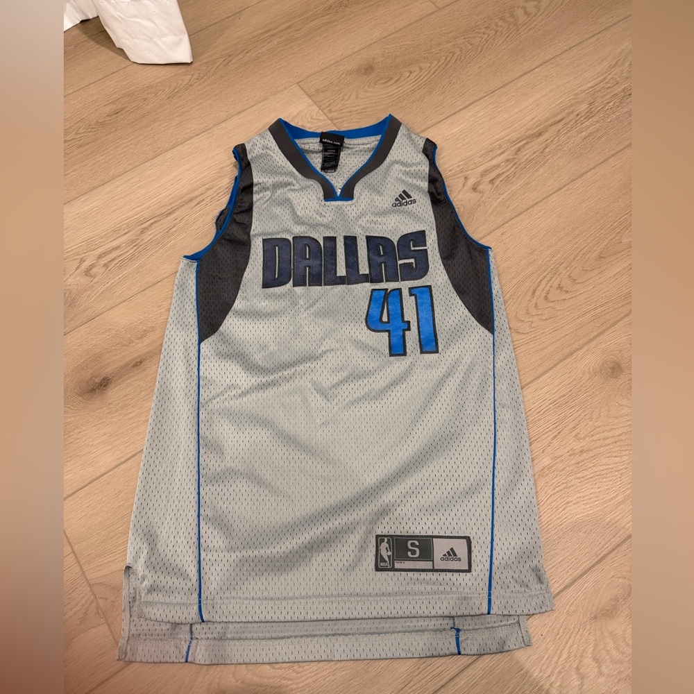 Adidas Gray and Blue Dallas Jersey nowitzki vintage mavericks s